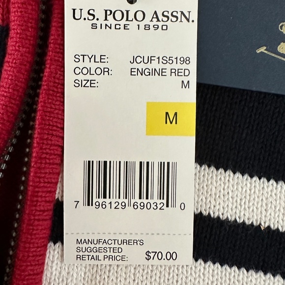 NWT U.S. Polo Assn. Womens Red Sweater Ski Sweater 1/4 Zipper Size Medium - Picture 13 of 13